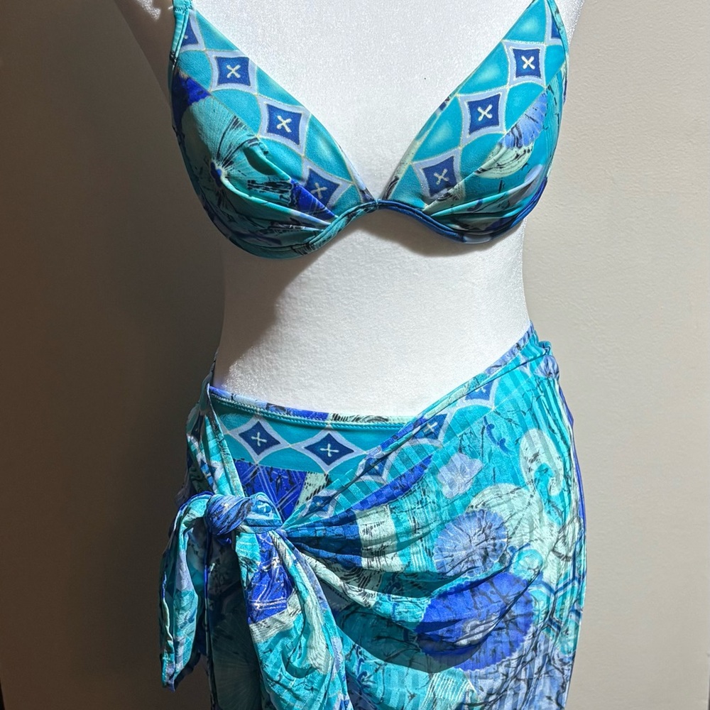 Vibrant Blue Patterned Bikini Set - image 1